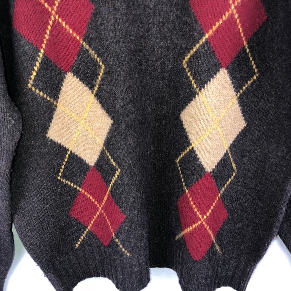 Eddie Bauer brown wool argyle sweater - Picture 3 of 8